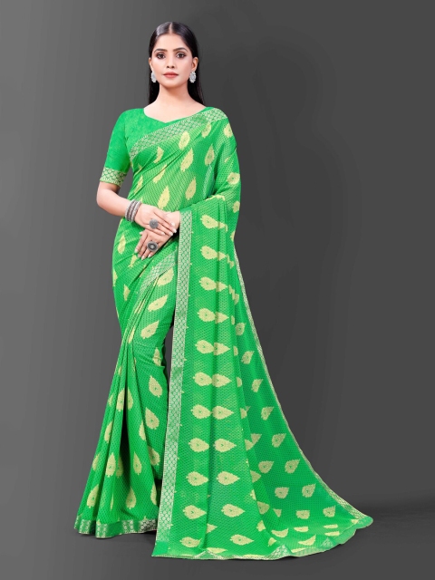 

awesome Green & Yellow Ethnic Motifs Saree