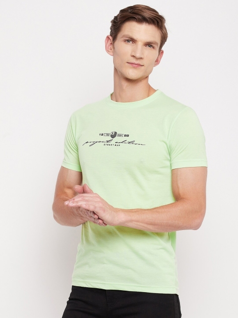 

FirstKrush Men Green Typography Printed Regular T-shirt