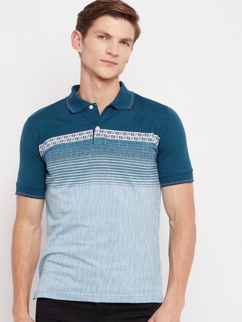

FirstKrush Men Blue Striped Polo Collar T-shirt