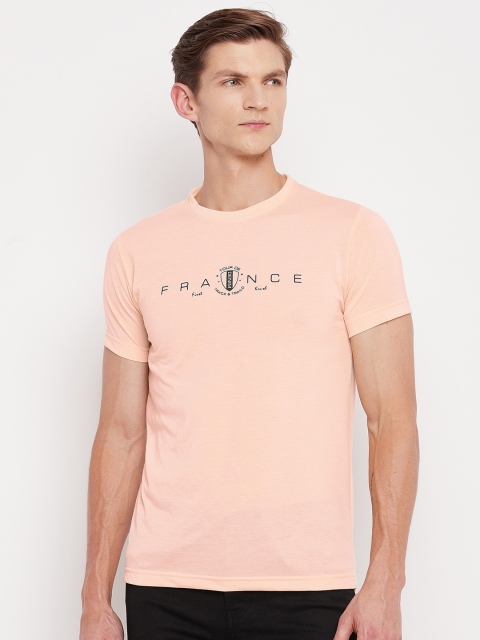 

FirstKrush Men Peach-Coloured Typography Print Regular Fit T-shirt