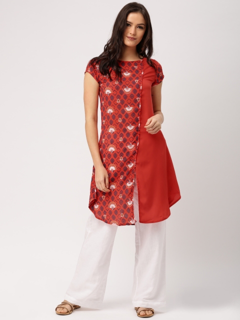 

IMARA Fusion Women Red Printed A-Line Kurta