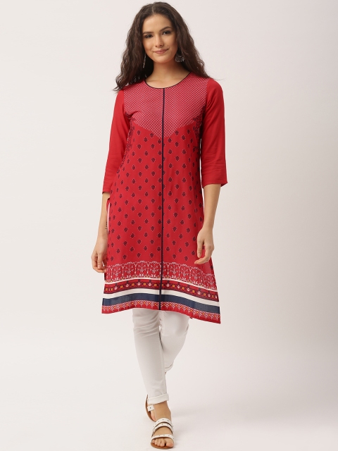 

IMARA Women Red Printed A-Line Kurta