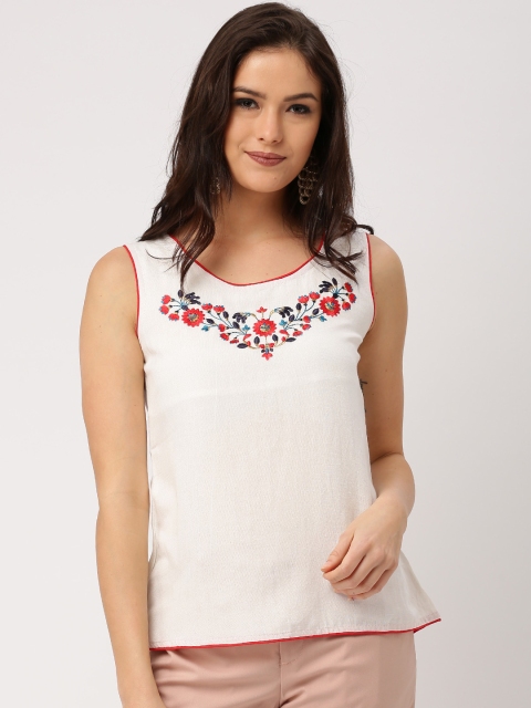 

IMARA by Women White Embroidered Top