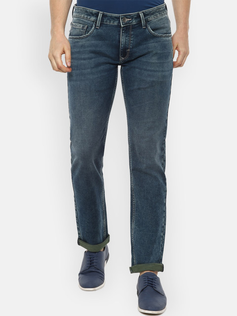 

Louis Philippe Jeans Men Navy Blue Slim Fit Mid Rise Light Fade Non-Stretchable Jeans