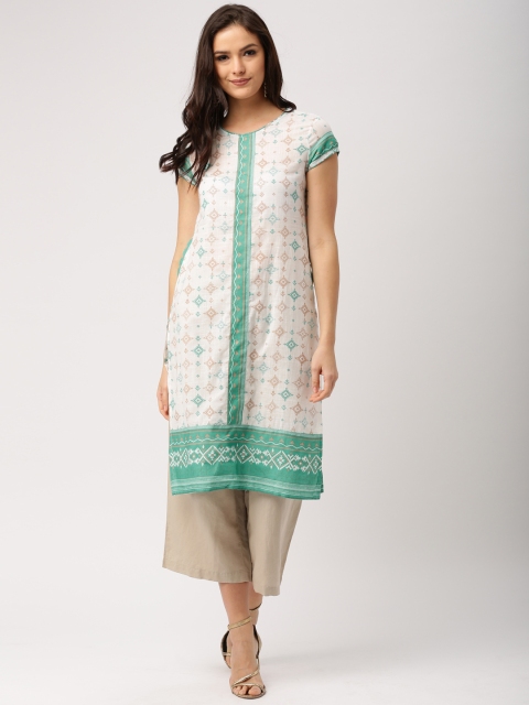 

IMARA Women White Printed Kurta