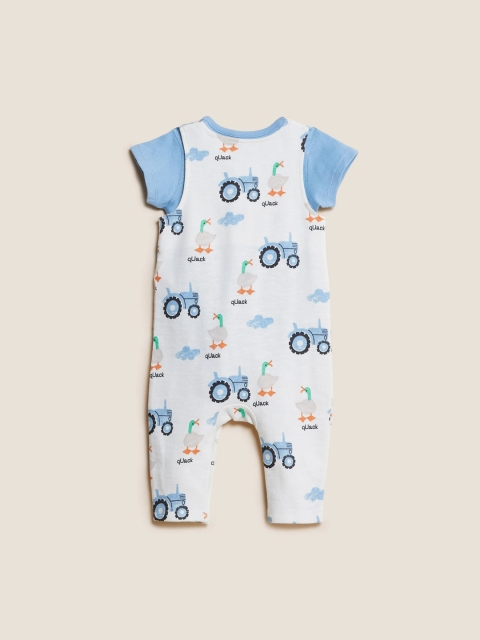 

Marks & Spencer Kids Blue & White Pure Cotton Bodysuit & Romper Set