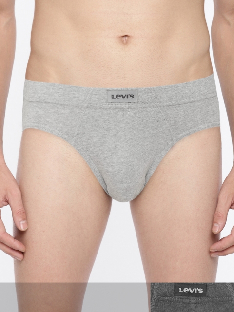 

Levis Men Pack Of 2 Solid Pure Cotton Basic Briefs, Charcoal
