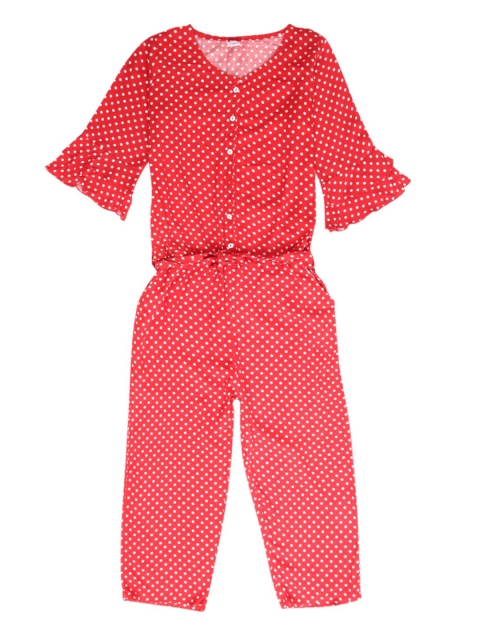 

V-Mart Girls Red & White Printed Basic Jumpsuit