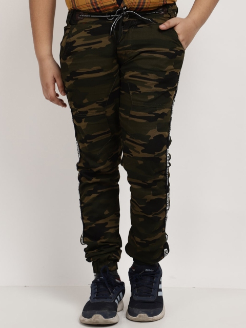 

V-Mart Boys Olive Green Camouflage Printed Classic Joggers Trousers