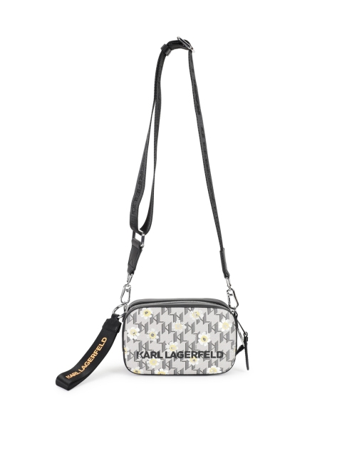 

Karl Lagerfeld Grey Textured Structured Sling Bag with Quilted