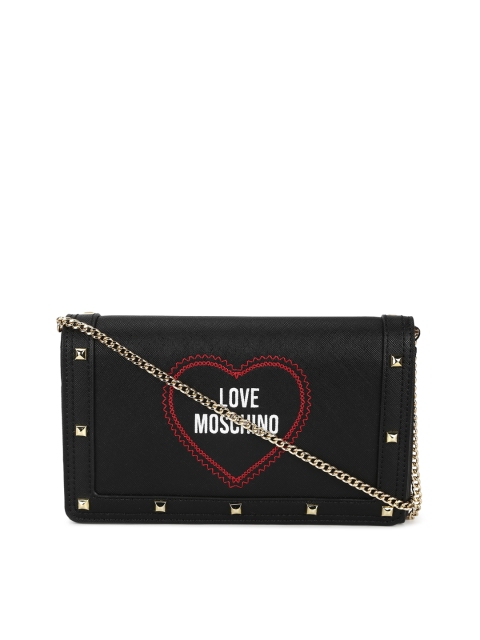 

LOVE MOSCHINO Black Embellished Structured Sling Bag