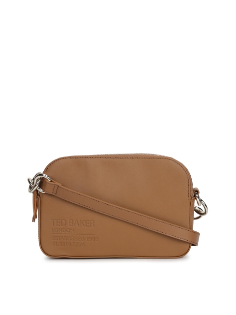 

Ted Baker Brown Leather Structured Sling Bag with Tasselled