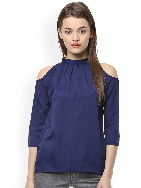 

Hapuka Navy Cold Shoulder Top, Navy blue