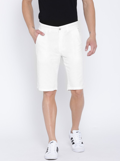 

United Colors of Benetton Men White Solid Slim Fit Shorts