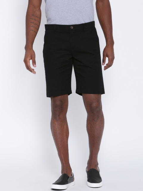 

United Colors of Benetton Men Black Solid Slim Fit Shorts
