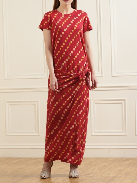 

Polo Ralph Lauren Women Red & Yellow Linen Wrap Dress