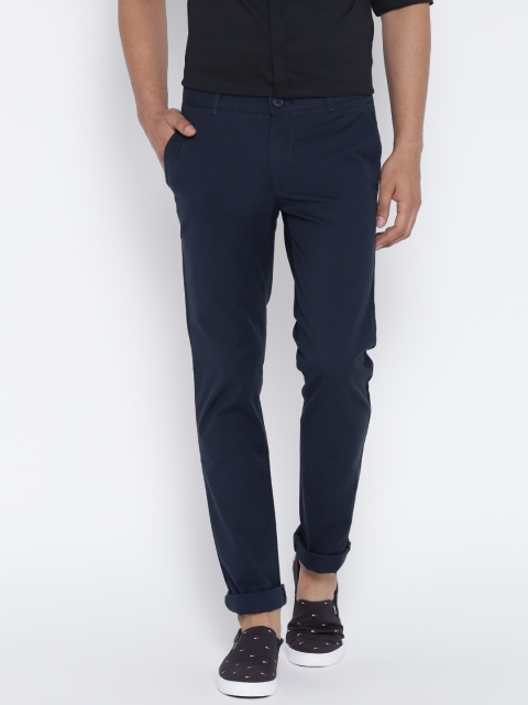 

United Colors of Benetton Men Navy Slim Fit Casual Trousers, Navy blue