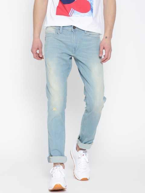 

United Colors of Benetton Men Blue Skinny Fit Low Distress Stretchable Jeans