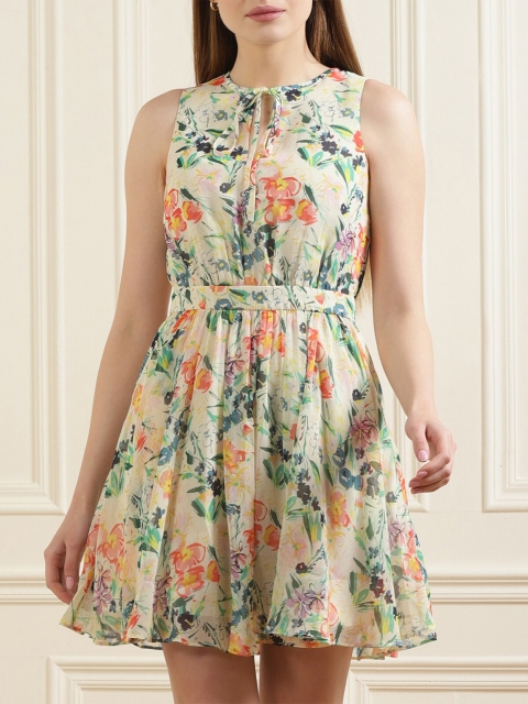 

Ted Baker White Floral Tie-Up Neck Mini Dress