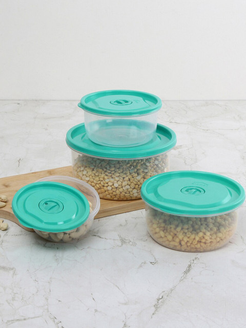 

Home Centre Set Of 4 Blue Solid Storage Containers