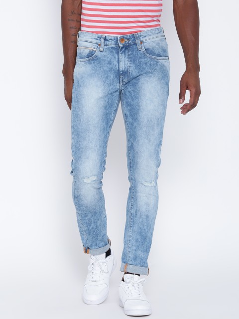 

United Colors of Benetton Men Blue Skinny Fit Mildly Distressed Stretchable Jeans