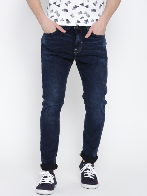 

United Colors of Benetton Men Navy Carrot Fit Stretchable Jeans, Navy blue