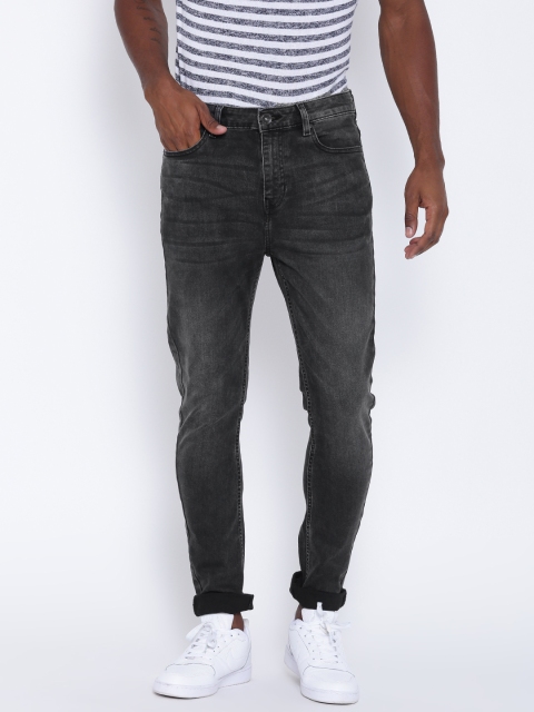 

United Colors of Benetton Men Charcoal Grey Carrot Fit Stretchable Jeans