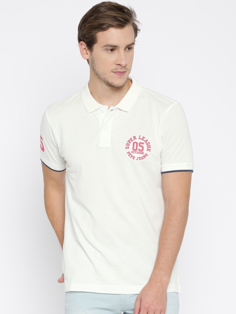 

Pepe Jeans Men White Solid Polo T-Shirt