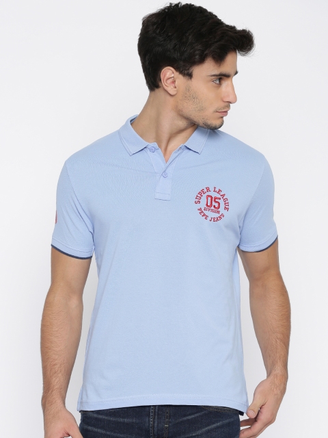 

Pepe Jeans Blue Solid Polo Collar T-Shirt