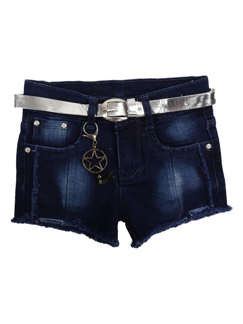 

V-Mart Girls Turquoise Blue Washed Denim Shorts