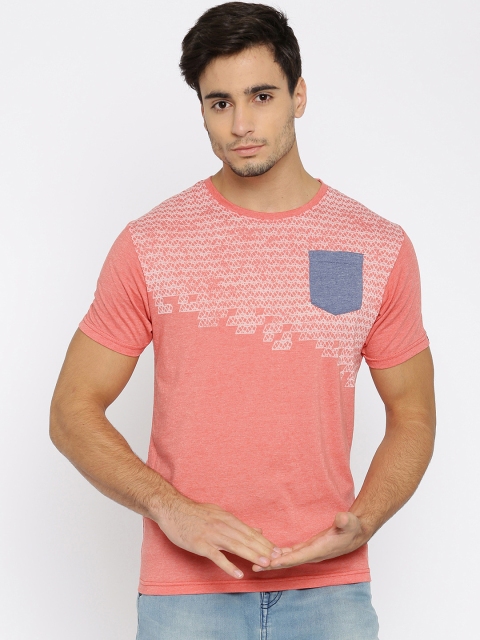 

Pepe Jeans Men Coral Pink Printed Slim Fit T-shirt