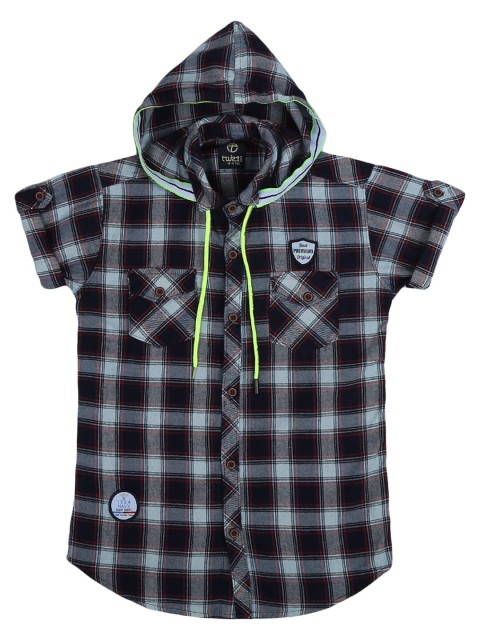 

V-Mart Boys Blue Standard Regular Fit Tartan Checked Cotton Casual Shirt