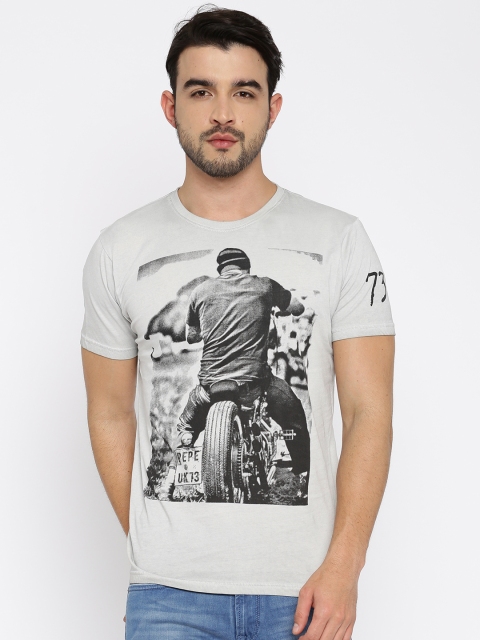 

Pepe Jeans Men Grey Printed Slim Fit T-shirt