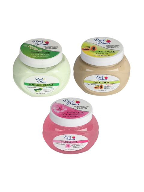 

Pink Plums Cucumber Massage Cream - Papaya Face Pack - Skin Whitening Facial Gel
