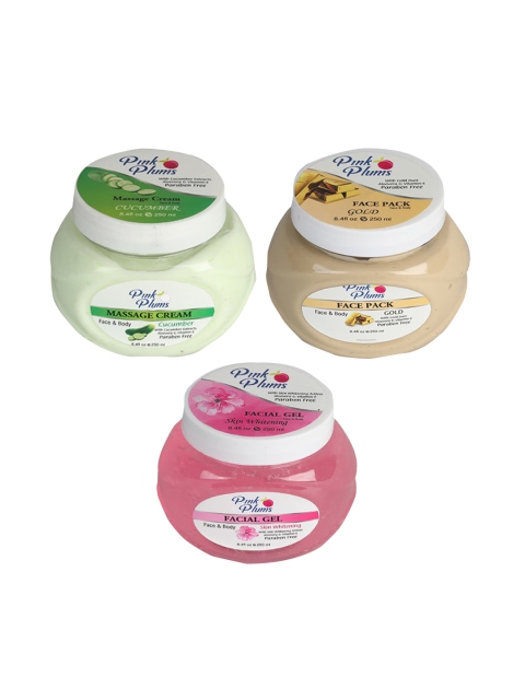 

Pink Plums Cucumber Massage Cream - Gold Face Pack - Skin Whitening Facial Gel, Green