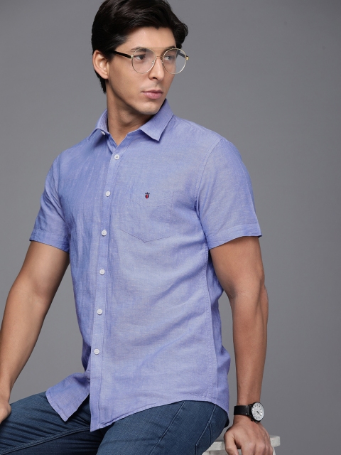 

Louis Philippe Sport Men Blue Solid Slim Fit Pure Cotton Casual Shirt
