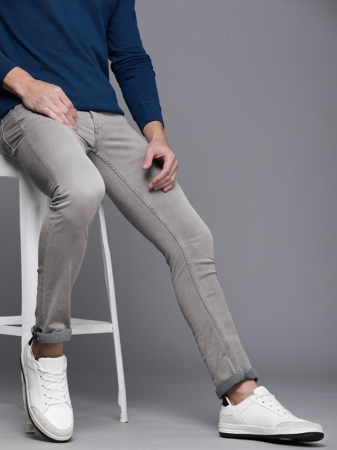 

Louis Philippe Jeans Men Grey Super Slim Fit Low-Rise Light Fade Stretchable Jeans