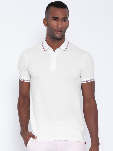 

United Colors of Benetton Men White Solid Polo Collar T-shirt
