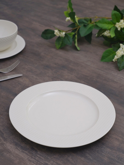 

Pure Home and Living Set Of 2 Cream-Colored Solid Dinner Plates