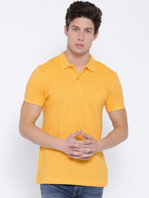 

United Colors of Benetton Men Yellow Solid Polo Collar T-shirt