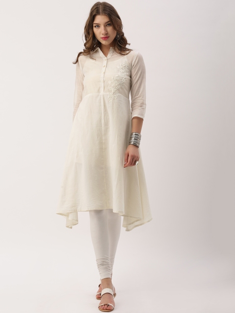 

IMARA Women Cream Solid A-Line Kurta