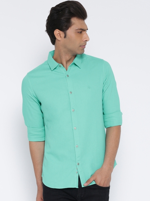 

United Colors of Benetton Men Sea Green Solid Casual Shirt