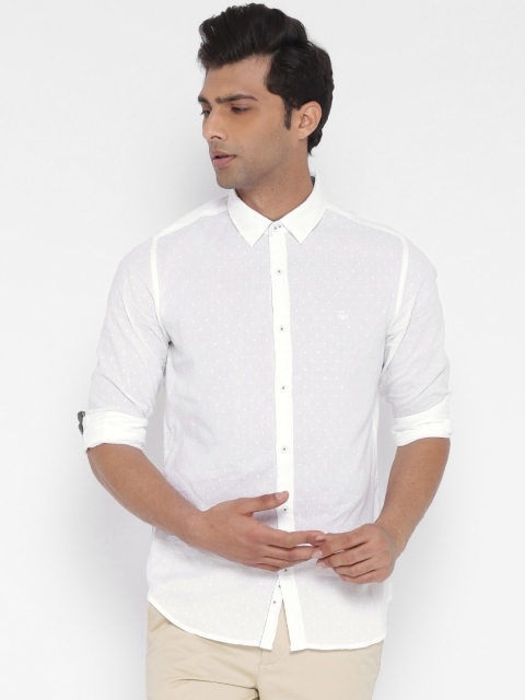 

United Colors of Benetton Men White Self-Design Casual Shirt