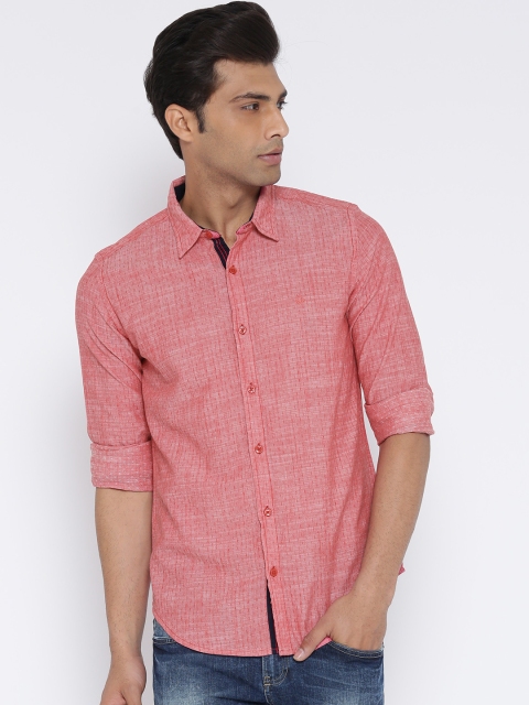 

United Colors of Benetton Men Red Self-Design Casual Shirt