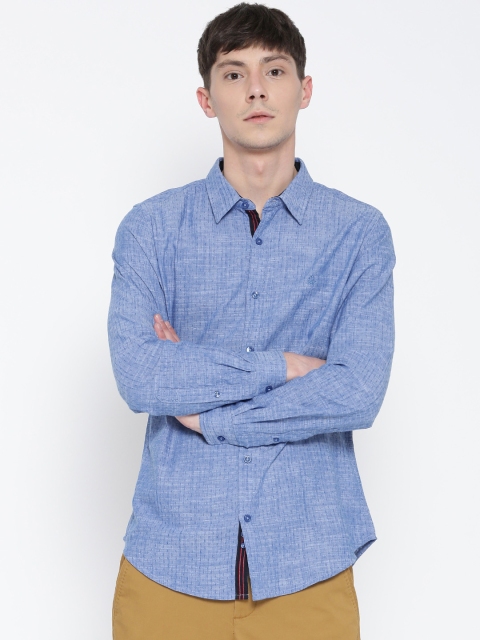 

United Colors of Benetton Men Blue Self-Design Casual Shirt