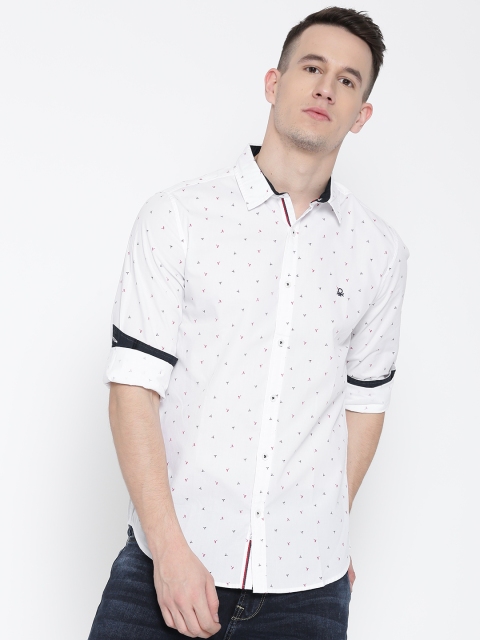 

United Colors of Benetton Men White Printed Casual Shirt