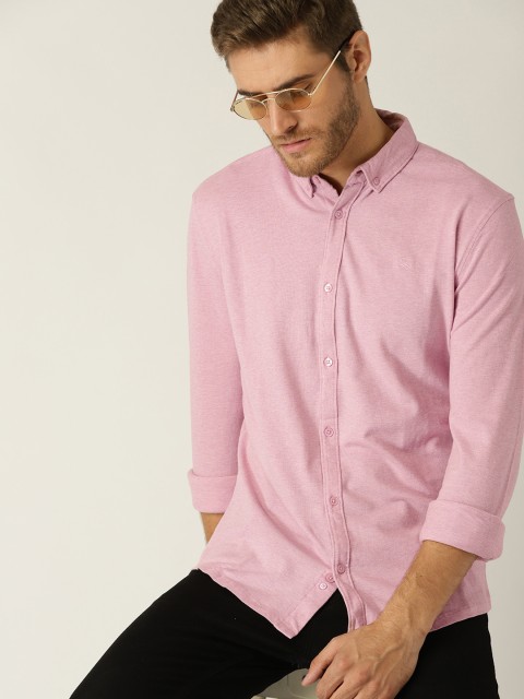 

United Colors of Benetton Men Pink Solid Casual Shirt