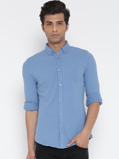 

United Colors of Benetton Men Blue Solid Casual Shirt
