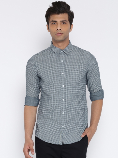 

United Colors of Benetton Men Blue Checked Casual Shirt