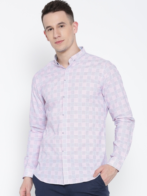 

United Colors of Benetton Men Pink & White Checked Casual Shirt